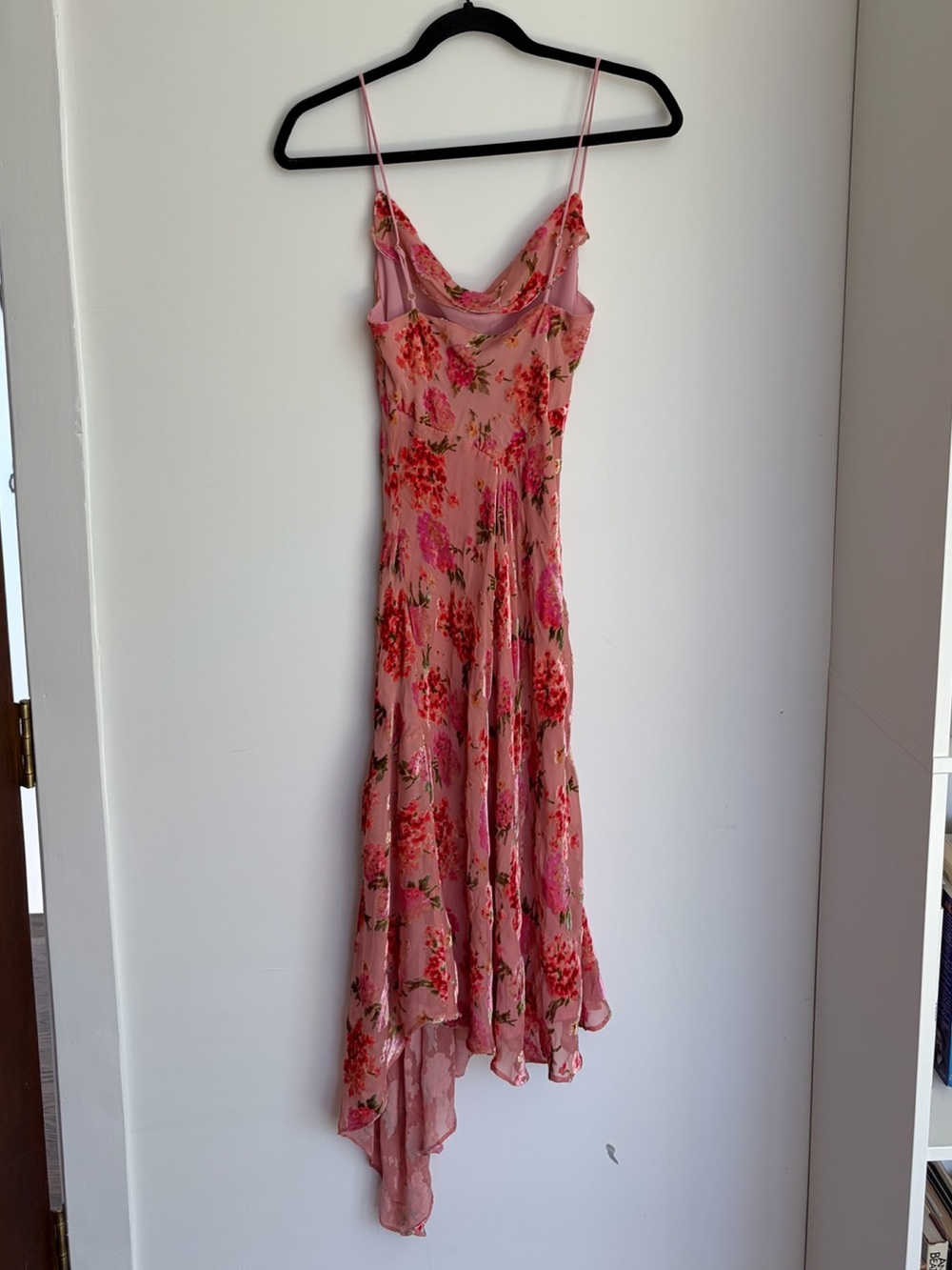 Rare Vintage Betsey Johnson Pink Floral Burnout Velvet Bias Slip Midi Dress - Picture 3 of 7